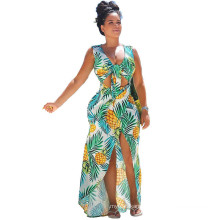 L51622 New Arrival Holiday Women Kaftan Robe Tunics Sexy Beachwear Bohemian Print Maxi Dress